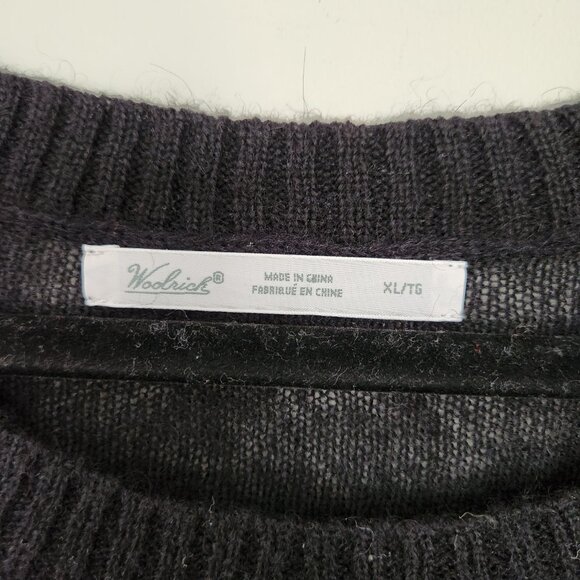 Woolrich Woman’s XL Mohair Wool Blend Black Lightweight Ski Print Crew Sweater - Picture 3 of 7